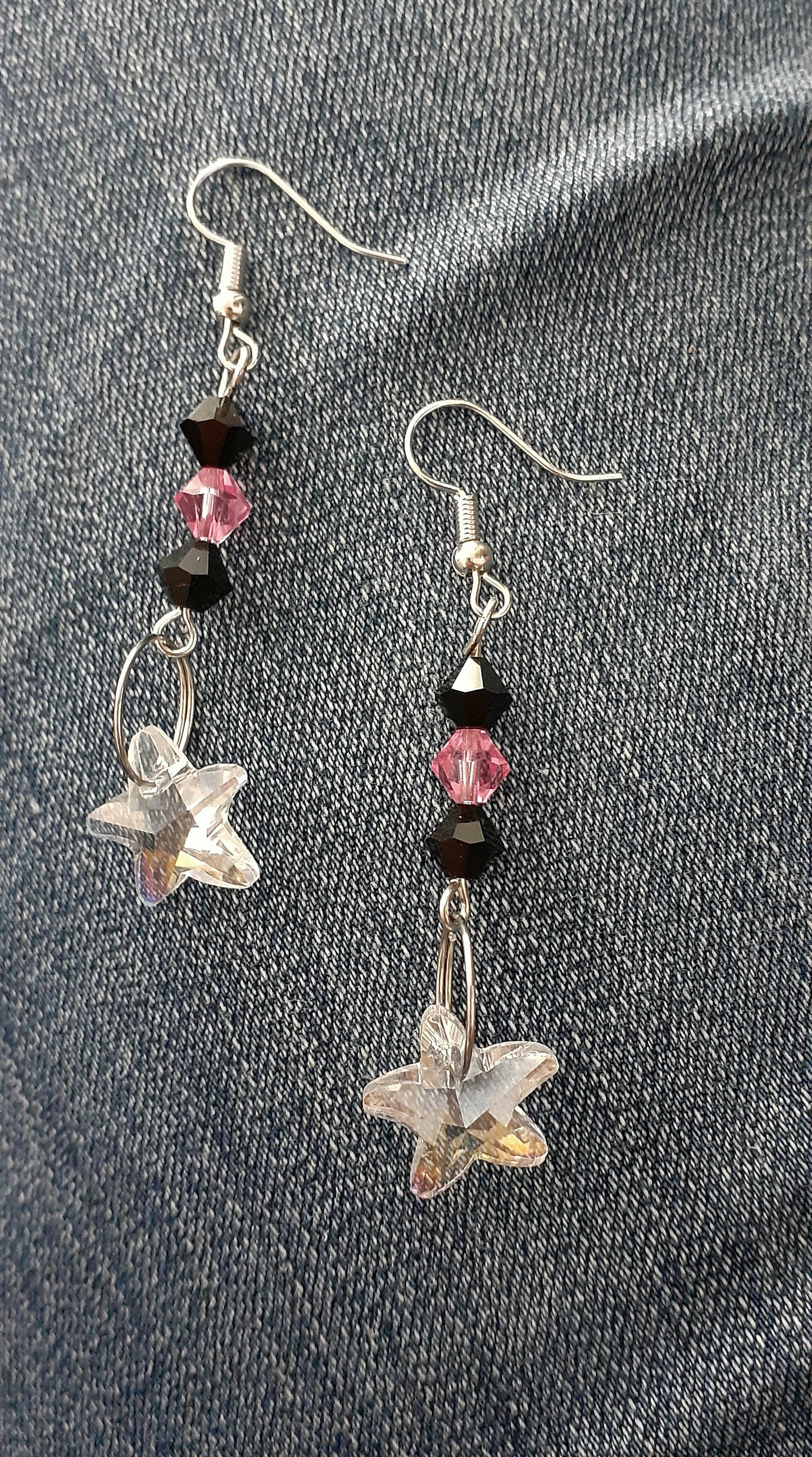 "Get Into the Groove" Glass Star Drop Earrings, 1.75" L