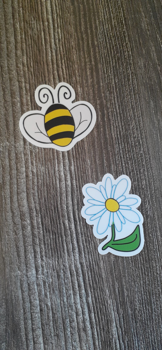 Daisy or Bee 2” Waterproof Vinyl Stickers