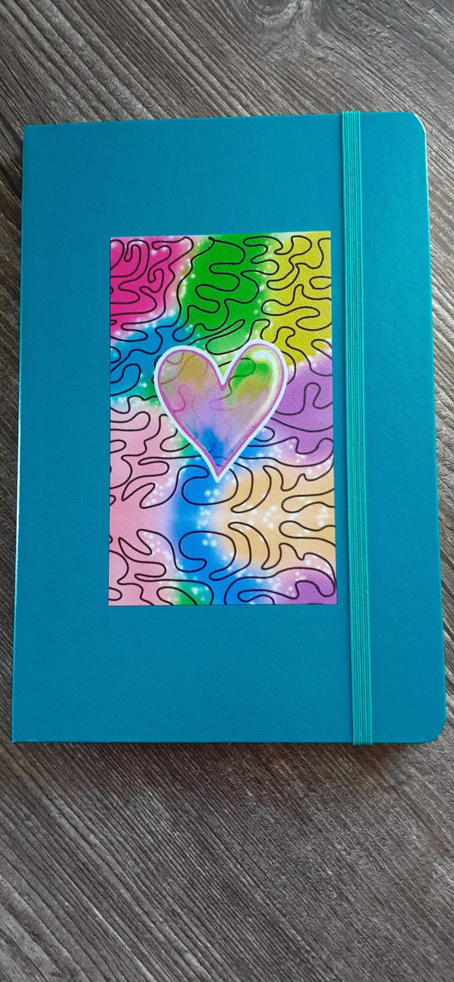 Rainbow Heart Hardbound, Lined Pages Notebook