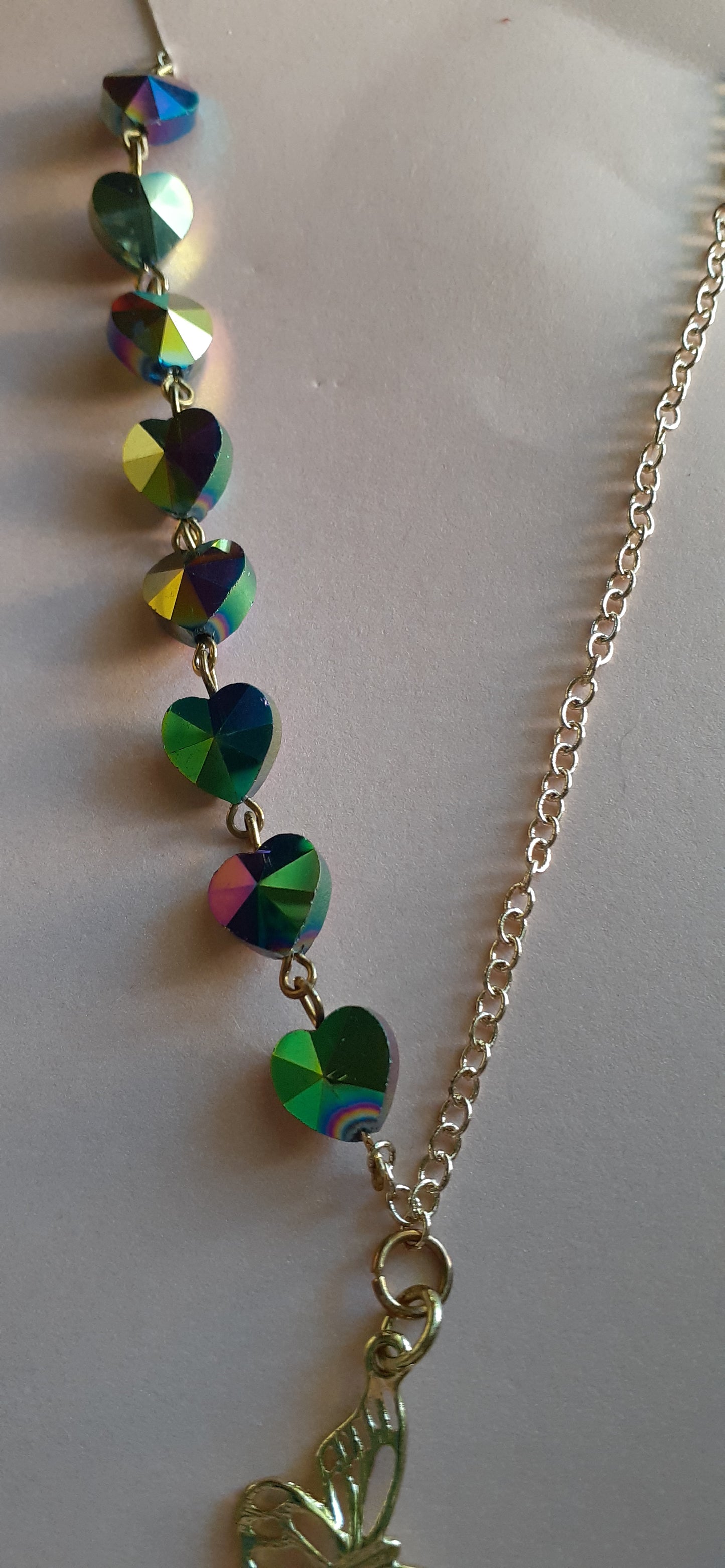 Butterfly & Rainbow Hearts Necklace